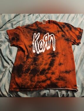 Korn Tie Dye Graphic Tee Shirt  Orange & Black  Men's Size Large